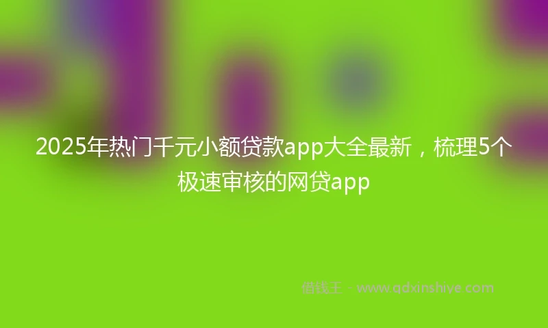 2025年热门千元小额贷款app大全最新，梳理5个极速审核的网贷app
