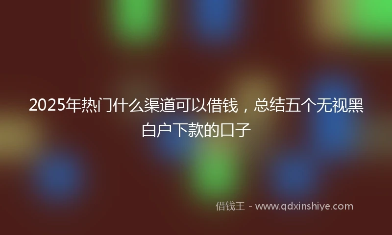 2025年热门什么渠道可以借钱，总结五个无视黑白户下款的口子