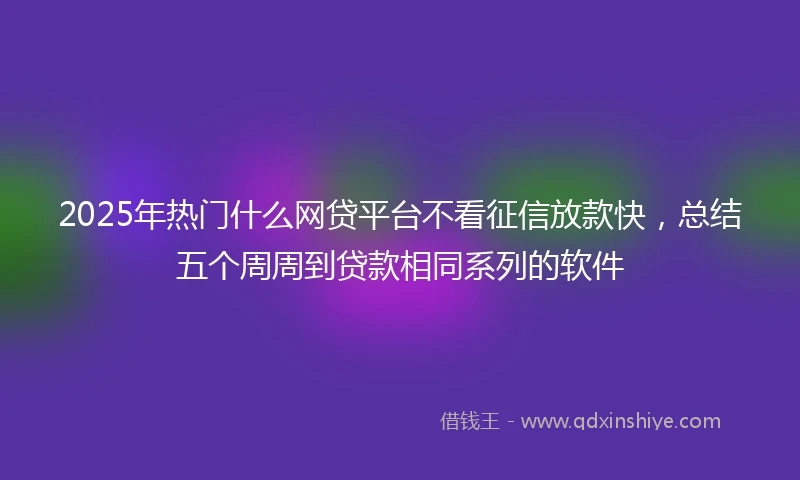 2025年热门什么网贷平台不看征信放款快，总结五个周周到贷款相同系列的软件