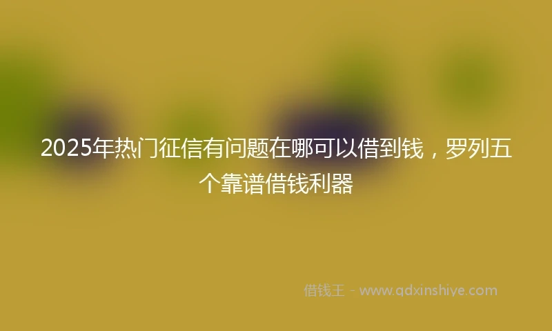 2025年热门征信有问题在哪可以借到钱，罗列五个靠谱借钱利器