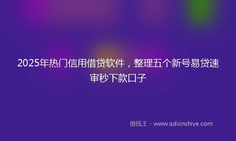 2025年热门信用借贷软件，整理五个新号易贷速审秒下款口子