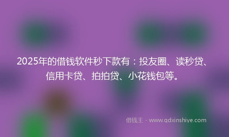 2025年的借钱软件秒下款有：投友圈、读秒贷、信用卡贷、拍拍贷、小花钱包等。