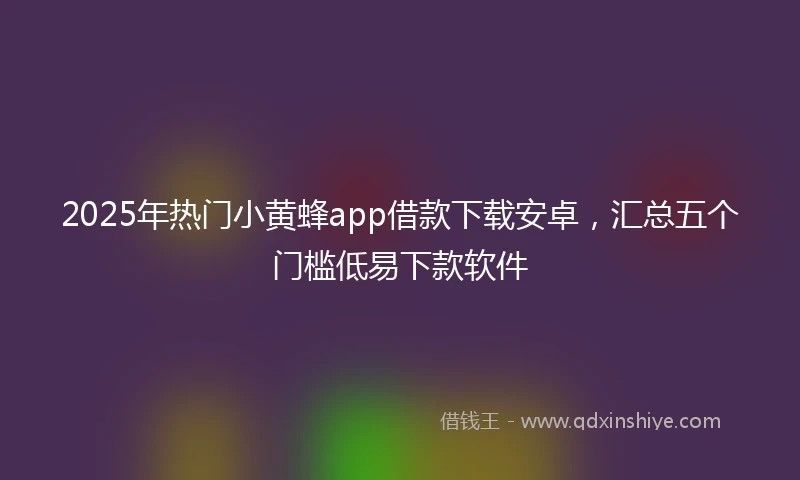 2025年热门小黄蜂app借款下载安卓，汇总五个门槛低易下款软件