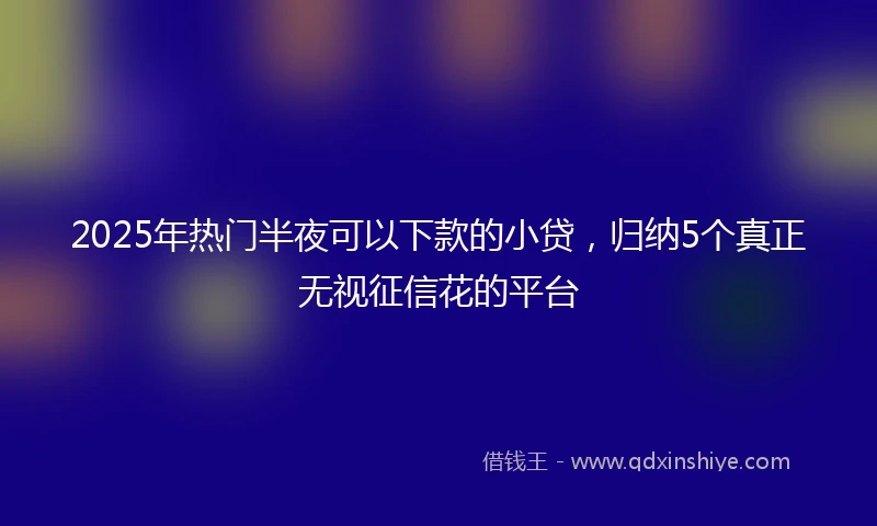 2025年热门半夜可以下款的小贷，归纳5个真正无视征信花的平台
