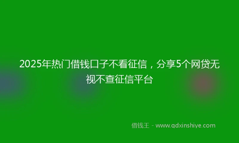 2025年热门借钱口子不看征信，分享5个网贷无视不查征信平台