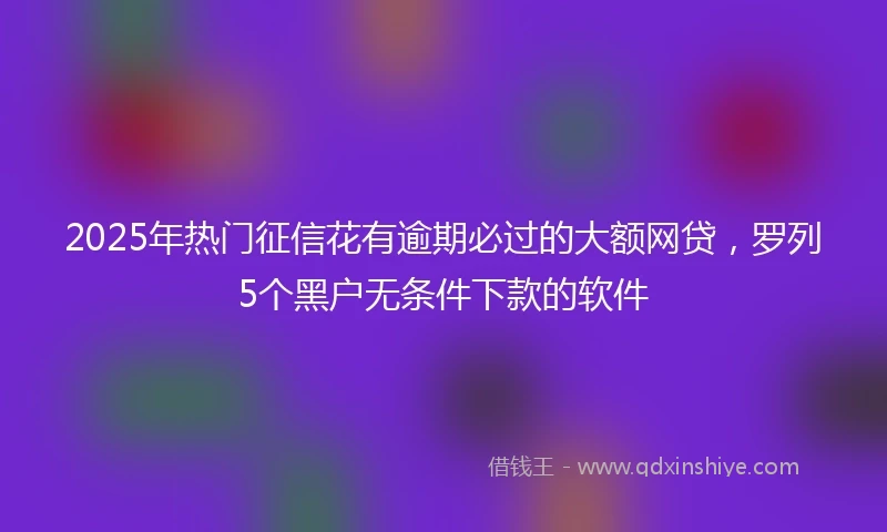 2025年热门征信花有逾期必过的大额网贷，罗列5个黑户无条件下款的软件