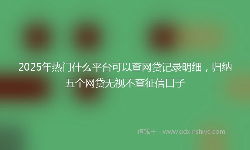 2025年热门什么平台可以查网贷记录明细，归纳五个网贷无视不查征信口子