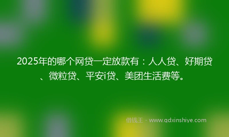 2025年的哪个网贷一定放款有：人人贷、好期贷、微粒贷、平安i贷、美团生活费等。