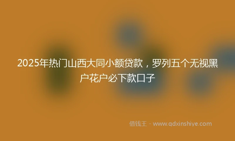 2025年热门山西大同小额贷款，罗列五个无视黑户花户必下款口子
