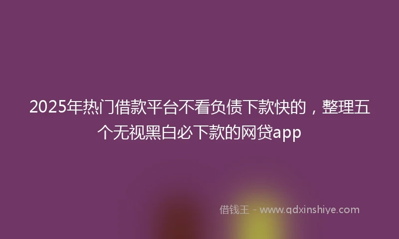 2025年热门借款平台不看负债下款快的，整理五个无视黑白必下款的网贷app