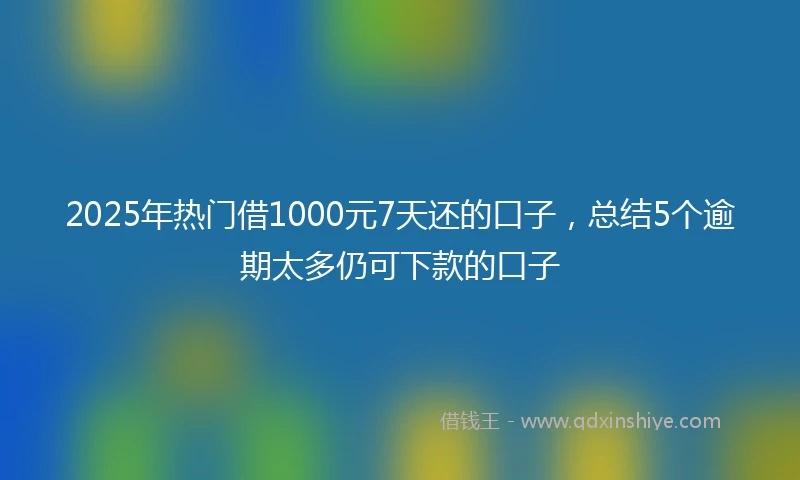 2025年热门借1000元7天还的口子，总结5个逾期太多仍可下款的口子