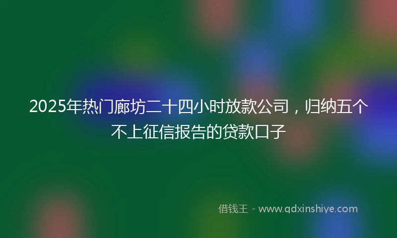 2025年热门廊坊二十四小时放款公司，归纳五个不上征信报告的贷款口子