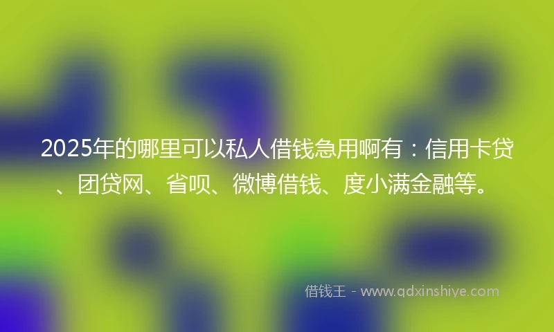 2025年的哪里可以私人借钱急用啊有：信用卡贷、团贷网、省呗、微博借钱、度小满金融等。