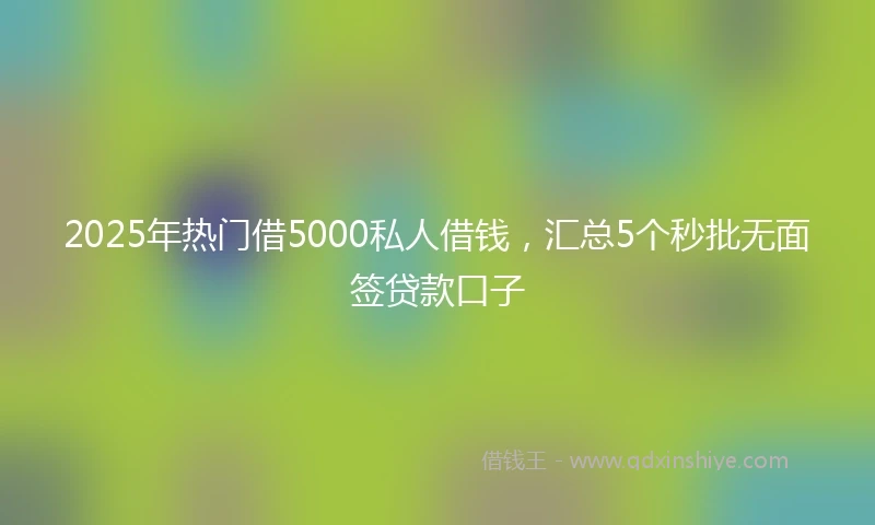 2025年热门借5000私人借钱，汇总5个秒批无面签贷款口子