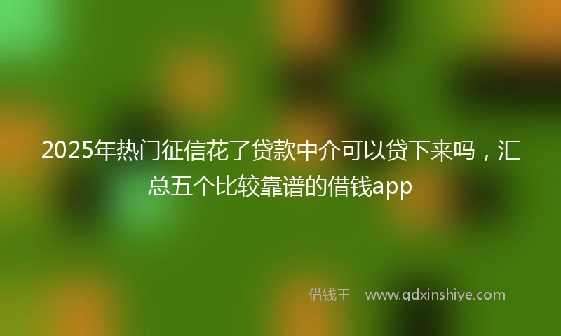 2025年热门征信花了贷款中介可以贷下来吗，汇总五个比较靠谱的借钱app