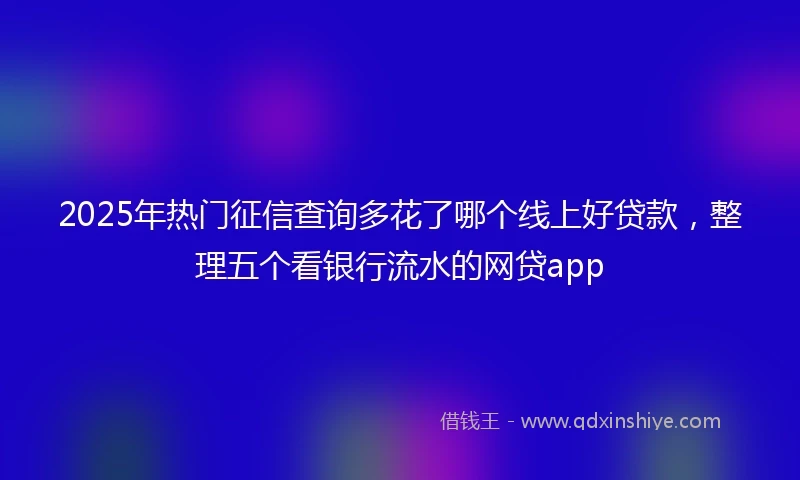 2025年热门征信查询多花了哪个线上好贷款，整理五个看银行流水的网贷app