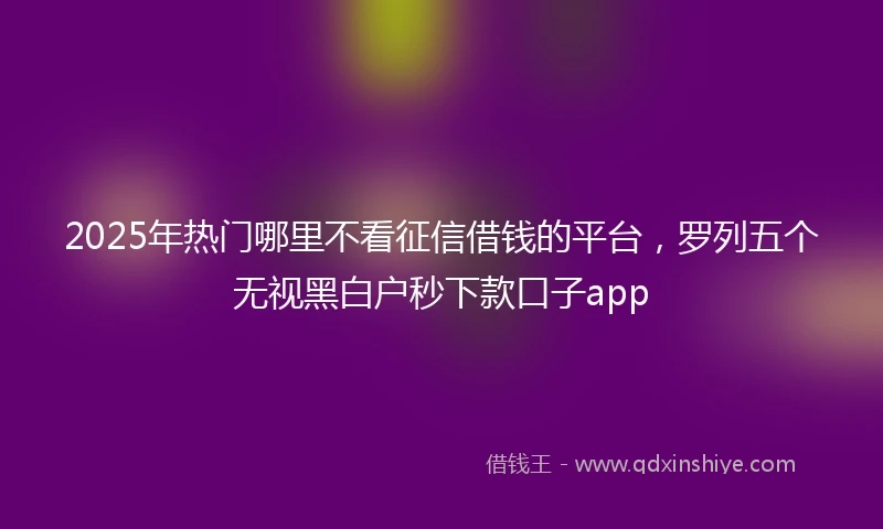 2025年热门哪里不看征信借钱的平台，罗列五个无视黑白户秒下款口子app