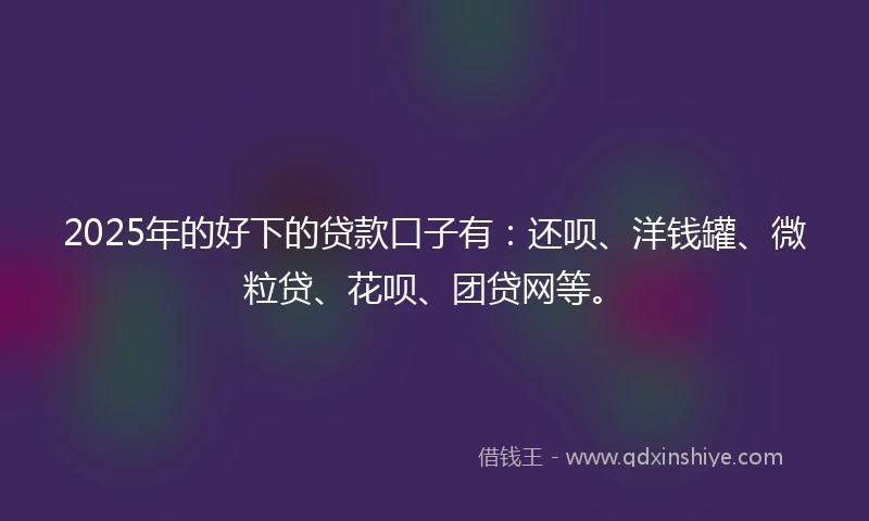 2025年的好下的贷款口子有:还呗、洋钱罐、微粒贷、花呗、团贷网等。