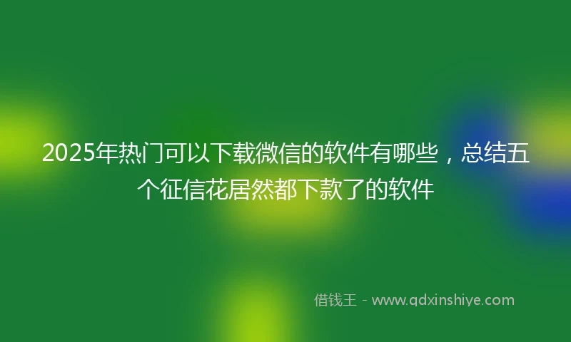 2025年热门可以下载微信的软件有哪些，总结五个征信花居然都下款了的软件