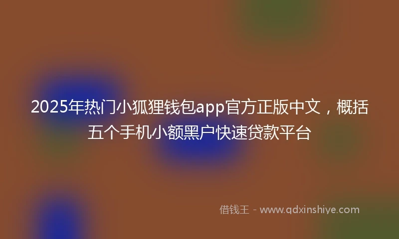 2025年热门小狐狸钱包app官方正版中文，概括五个手机小额黑户快速贷款平台