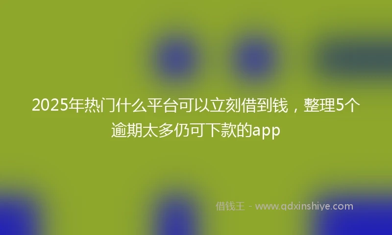 2025年热门什么平台可以立刻借到钱，整理5个逾期太多仍可下款的app