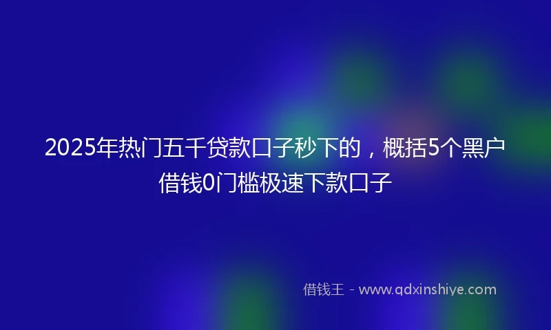 2025年热门五千贷款口子秒下的，概括5个黑户借钱0门槛极速下款口子
