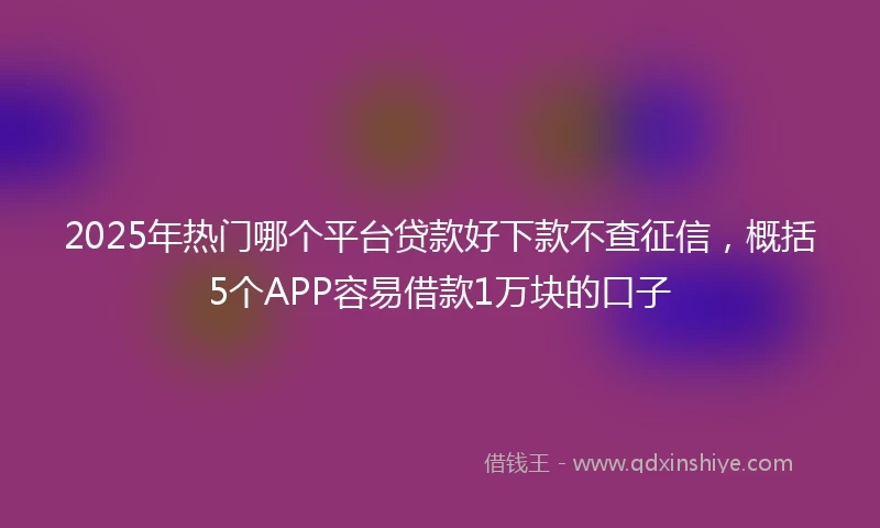 2025年热门哪个平台贷款好下款不查征信，概括5个APP容易借款1万块的口子