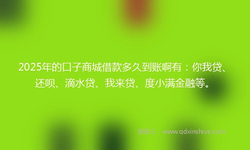 2025年的口子商城借款多久到账啊有：你我贷、还呗、滴水贷、我来贷、度小满金融等。
