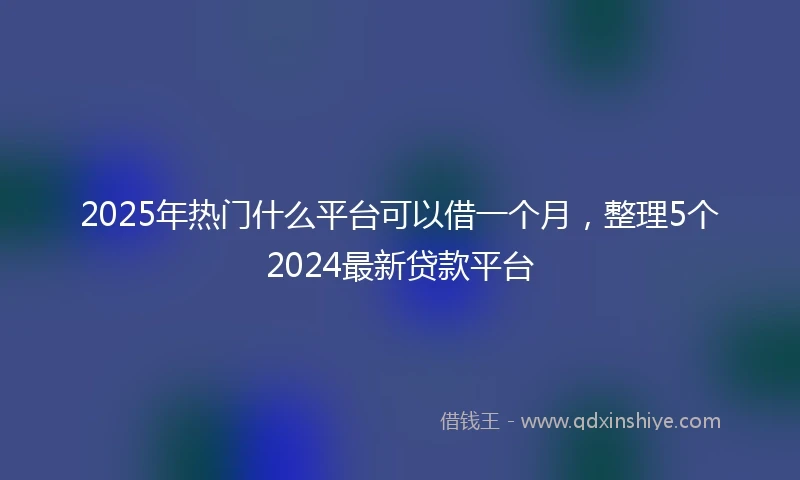 2025年热门什么平台可以借一个月，整理5个2024最新贷款平台