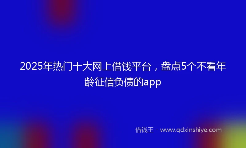 2025年热门十大网上借钱平台，盘点5个不看年龄征信负债的app