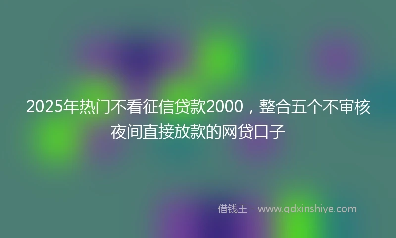 2025年热门不看征信贷款2000，整合五个不审核夜间直接放款的网贷口子