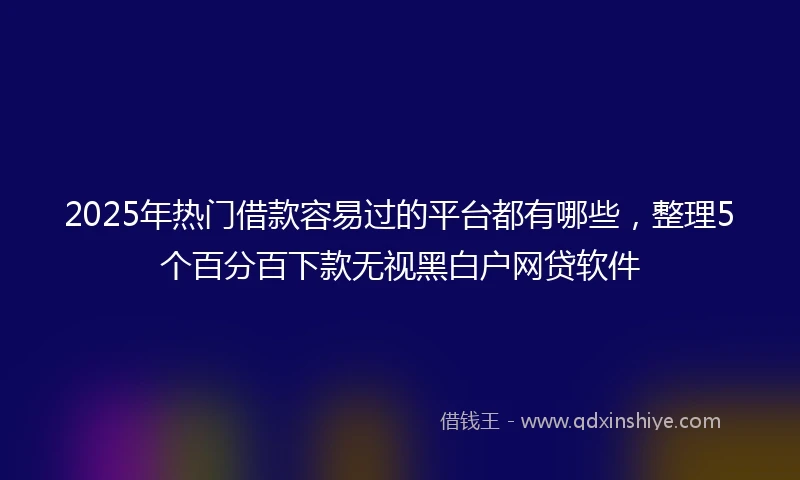 2025年热门借款容易过的平台都有哪些，整理5个百分百下款无视黑白户网贷软件
