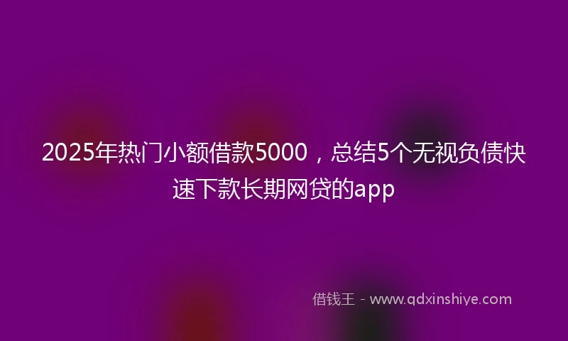 2025年热门小额借款5000，总结5个无视负债快速下款长期网贷的app