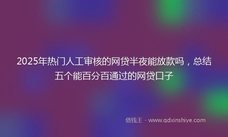 2025年热门人工审核的网贷半夜能放款吗，总结五个能百分百通过的网贷口子