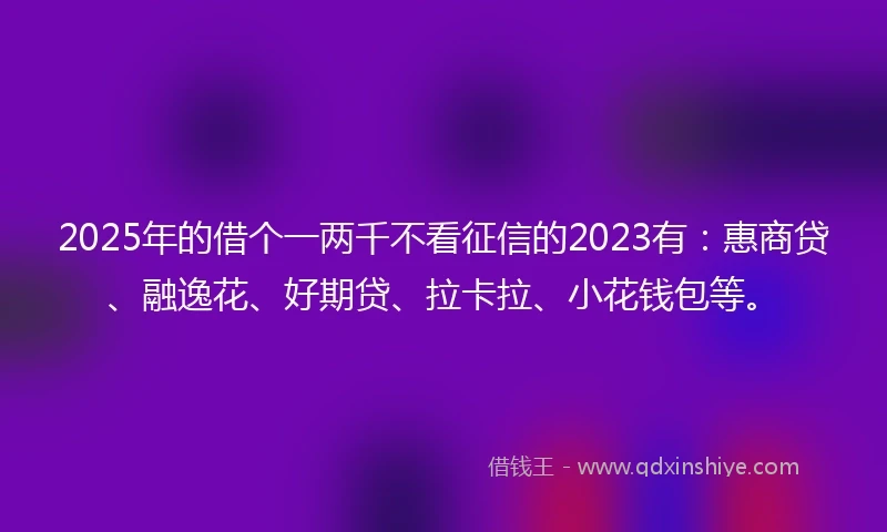 2025年的借个一两千不看征信的2023有：惠商贷、融逸花、好期贷、拉卡拉、小花钱包等。