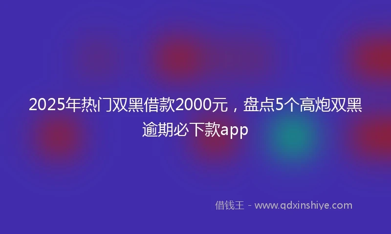 2025年热门双黑借款2000元，盘点5个高炮双黑逾期必下款app