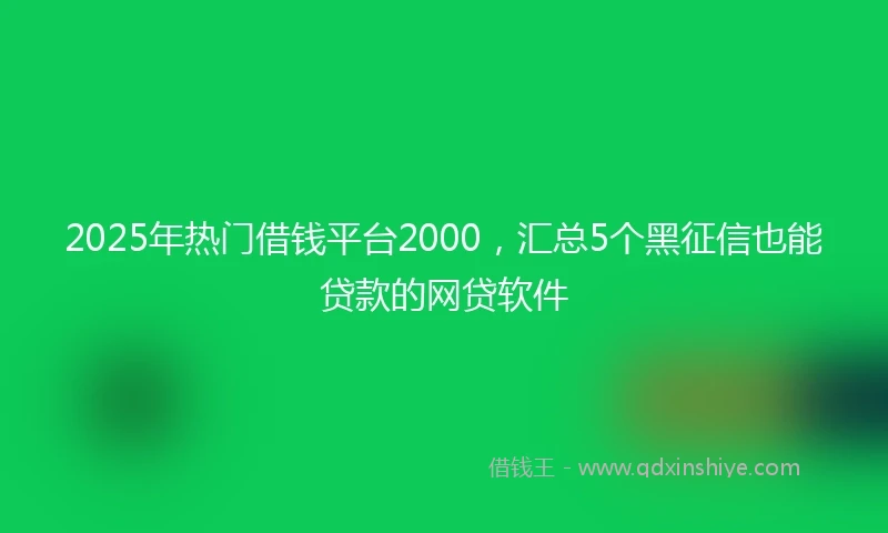 2025年热门借钱平台2000，汇总5个黑征信也能贷款的网贷软件