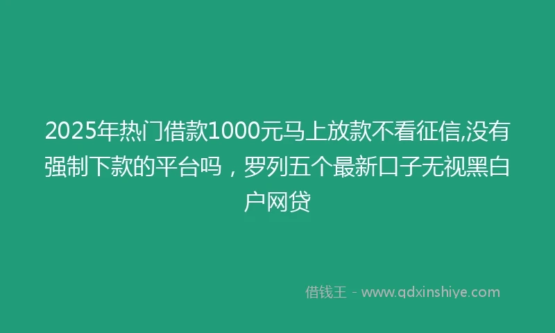 2025年热门借款1000元马上放款不看征信,没有强制下款的平台吗，罗列五个最新口子无视黑白户网贷