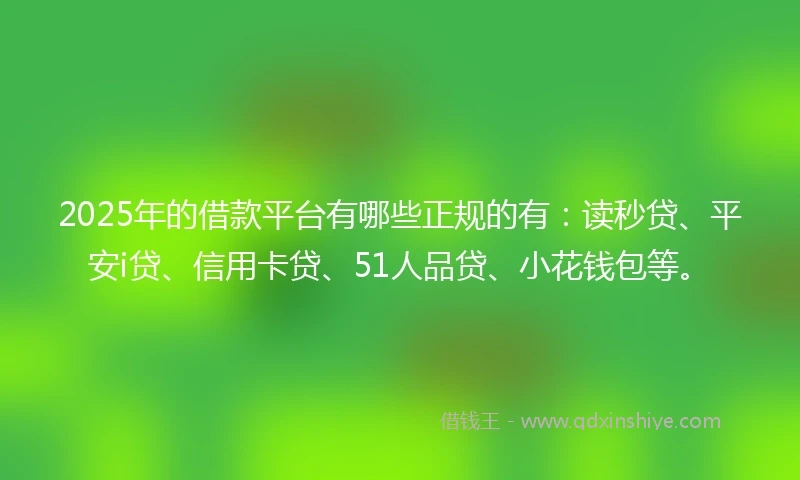 2025年的借款平台有哪些正规的有：读秒贷、平安i贷、信用卡贷、51人品贷、小花钱包等。