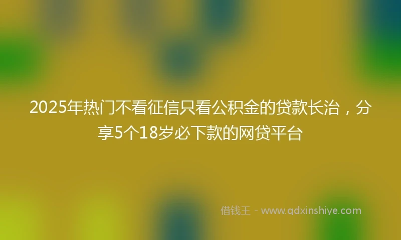 2025年热门不看征信只看公积金的贷款长治，分享5个18岁必下款的网贷平台