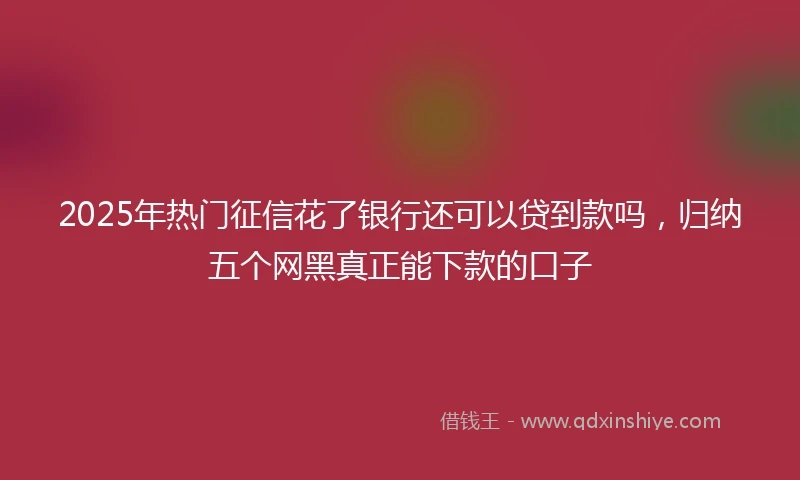 2025年热门征信花了银行还可以贷到款吗，归纳五个网黑真正能下款的口子