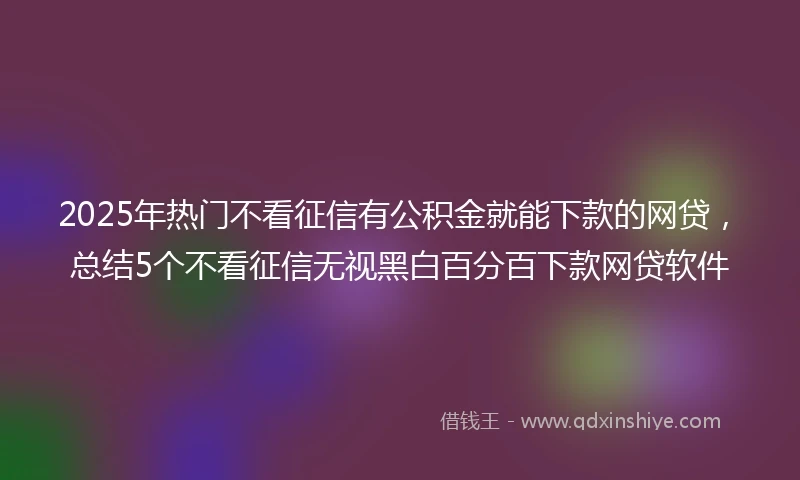2025年热门不看征信有公积金就能下款的网贷，总结5个不看征信无视黑白百分百下款网贷软件
