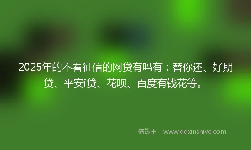 2025年的不看征信的网贷有吗有：替你还、好期贷、平安i贷、花呗、百度有钱花等。