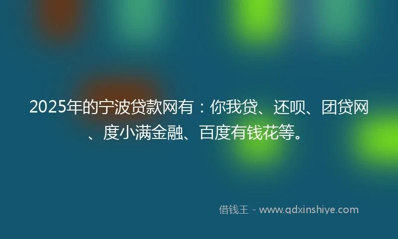 2025年的宁波贷款网有：你我贷、还呗、团贷网、度小满金融、百度有钱花等。