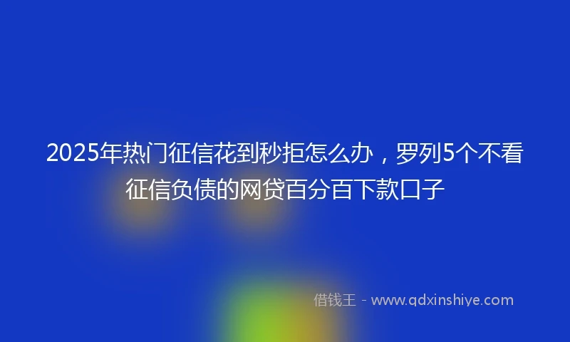 2025年热门征信花到秒拒怎么办，罗列5个不看征信负债的网贷百分百下款口子