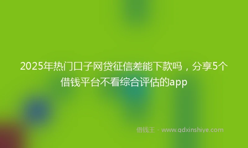 2025年热门口子网贷征信差能下款吗，分享5个借钱平台不看综合评估的app