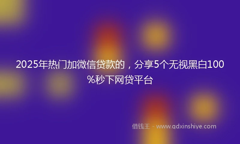2025年热门加微信贷款的，分享5个无视黑白100%秒下网贷平台