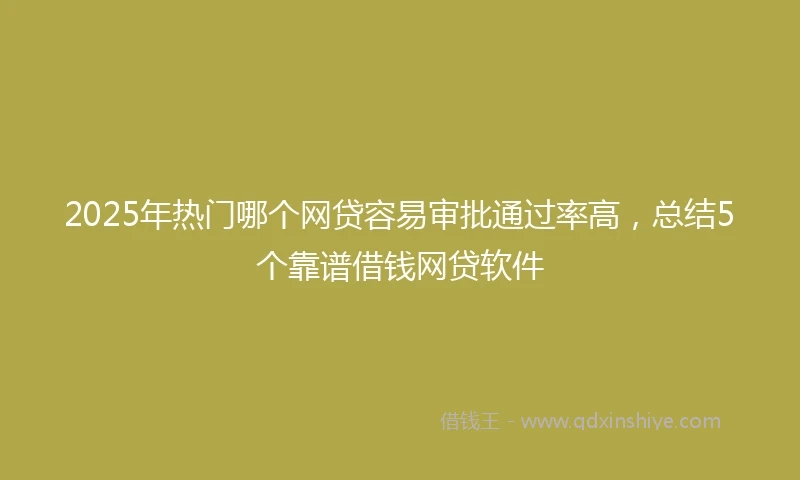 2025年热门哪个网贷容易审批通过率高，总结5个靠谱借钱网贷软件