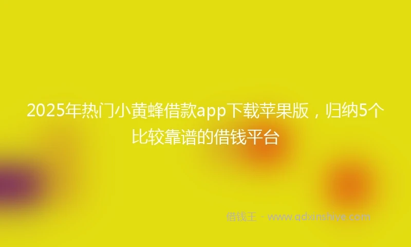 2025年热门小黄蜂借款app下载苹果版，归纳5个比较靠谱的借钱平台