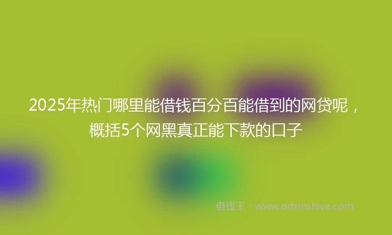 2025年热门哪里能借钱百分百能借到的网贷呢，概括5个网黑真正能下款的口子